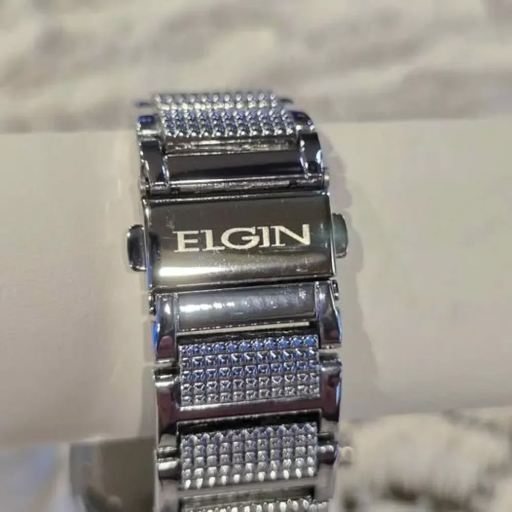 Elgin Men's Silver-Tone Crystal Watch